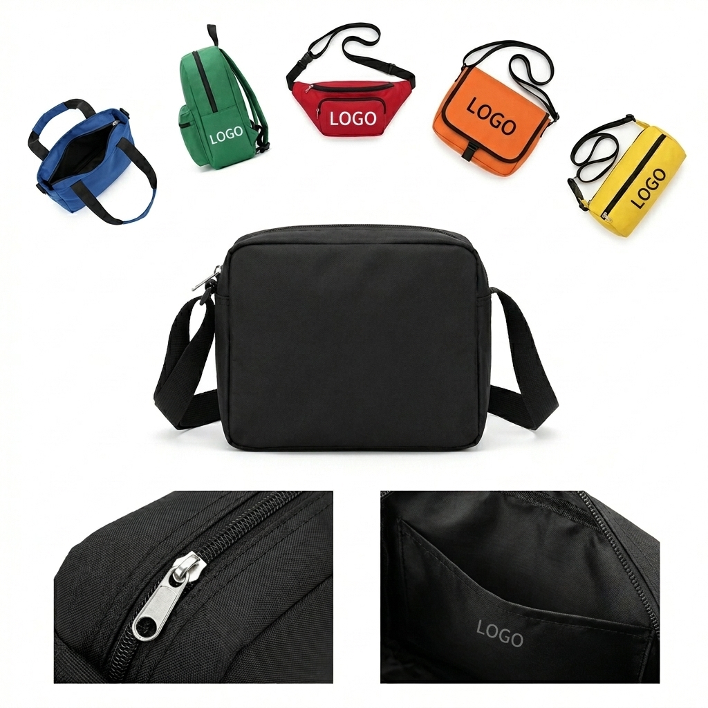 Multicolor Water-Resistant Crossbody Bag with Front Zip Pocket