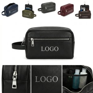 Executive Leather Dopp Kit - Water-Resistant Mens Toiletry Organizer