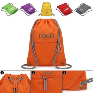 Custom Durable Sports Drawstring Backpack with Zip Pocket for Gym & Outdoor